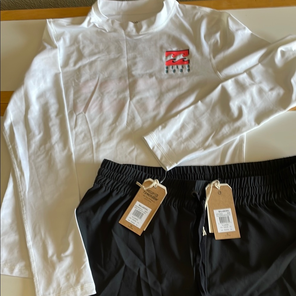 UPF Billabong Black Athletic Top and Shorts Sz XL